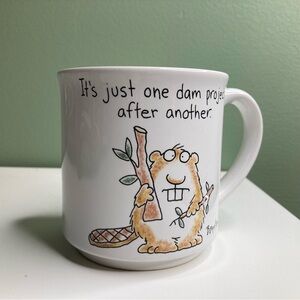 Vintage Sandra Boynton Mug "It's Just One Dam Project After Another" Beaver Cup